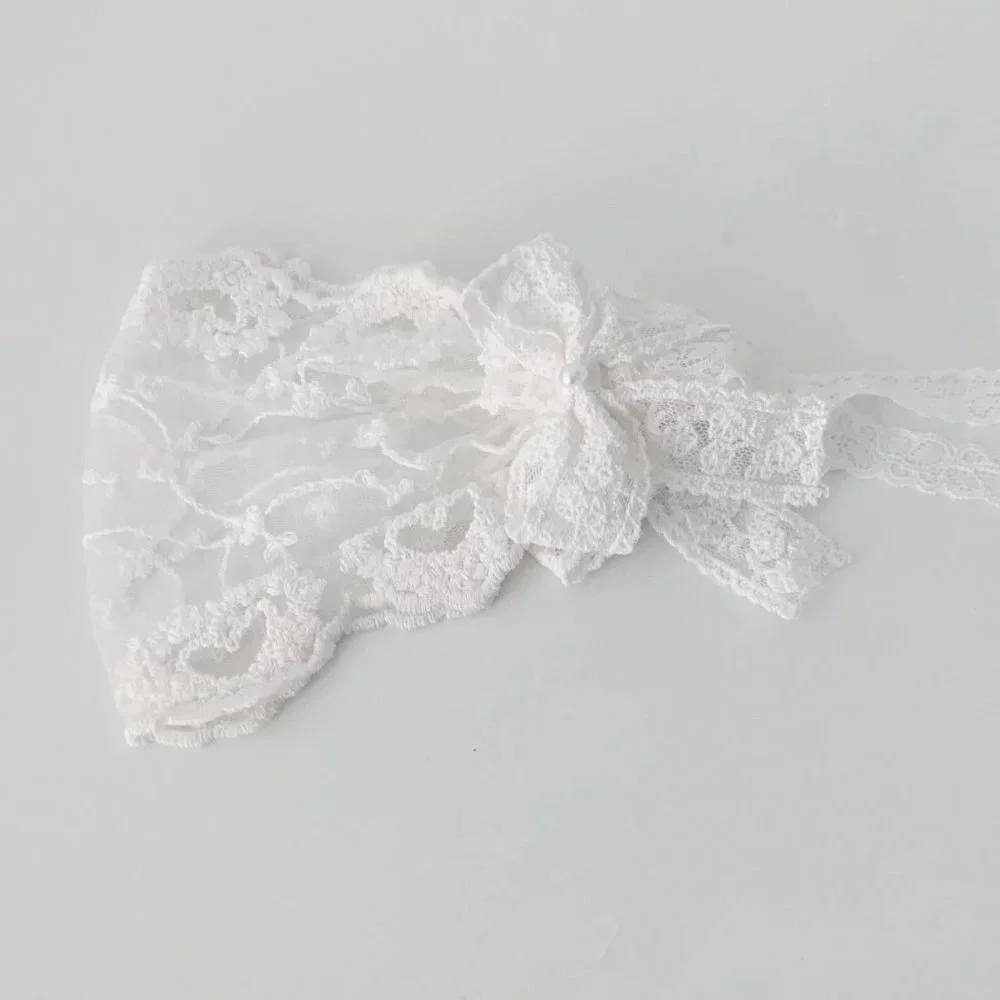 NWT Vintage Baby & Toddler Girls Headband Floral Lace Embroidery Boho Head Scarf
